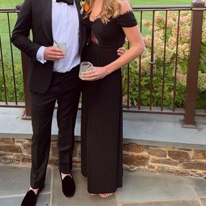 ASOS long off shoulder black dress